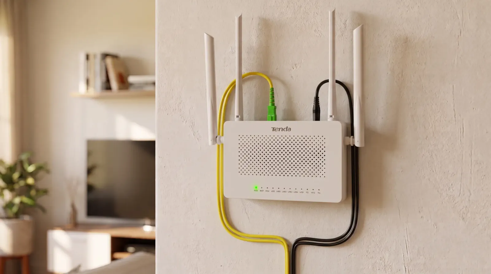 ONT GPON con Wi-Fi instalada en casa de un cliente FTTH